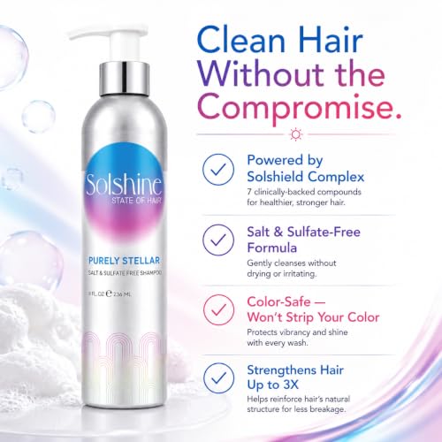 Solshine Purely Stellar Salt- & Sulfate-Free Shampoo - Lightweight Clarifying Cleanser