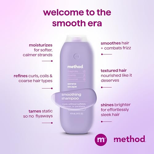Method Smoothing Shampoo, Serene Escape, Magnolia + Rose Hip + Monoi Oil notes, 14oz