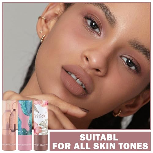 Matte Nude Lipstick Set - 3PC Velvet Long-Lasting Lip Stain