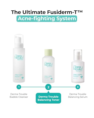 Fusidyne Derma Trouble Balancing Toner (5.07fl oz) - Toner to Improve Rough Skin Texture, pH Balance, Moisture. Soothing Formula for Comedonal Acne. Korean Skin Care, Fusiderm-T 10,000ppm.