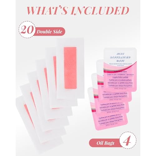 40PCS Facial Wax Strips for Hair Removal, Facial Hair Removal for Women, Waxing Kit for Women's Face, Bikini, Chest, Body, Arms, Legs, Back | 40ct Waxing Strips & 4 calming Oil Wipes