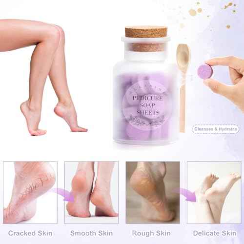 Pedicure Foot Spa Tablets 10 Oz Plastic Bath Salts Jar Foot Soak Tablets Manicure Soak Balls Softens Skin Botanicals Lavender Essential Oil Fast Dissolving Pedicure Supplies