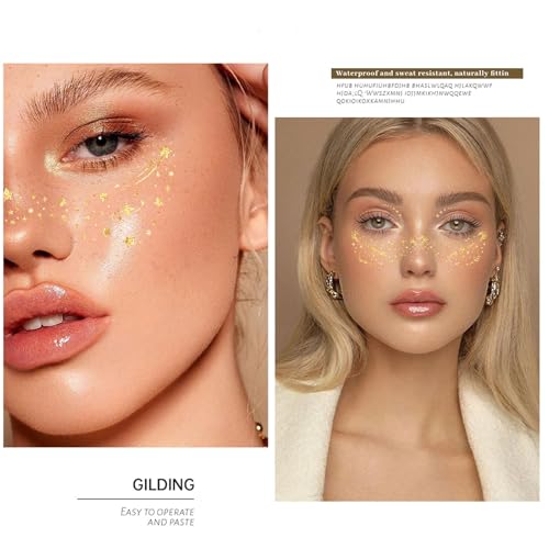 Golden Glitter Freckle Patches - 10Pcs Waterproof Face Tattoos