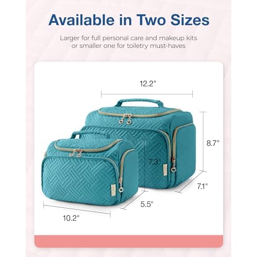 BAGSMART Travel Toiletry Bag for Women, Cosmetic Bag Makeup Bag Organizer with Handle, Travel Bag for Toiletries, Travel Accessories, Full Sized Container