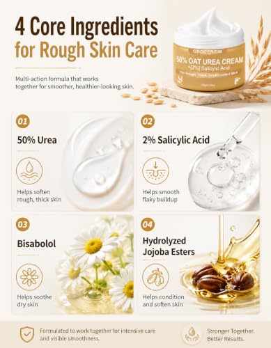 Grocerism 50% Urea Foot Cream with 2% Salicylic Acid for Dry Skin, 5.29 oz