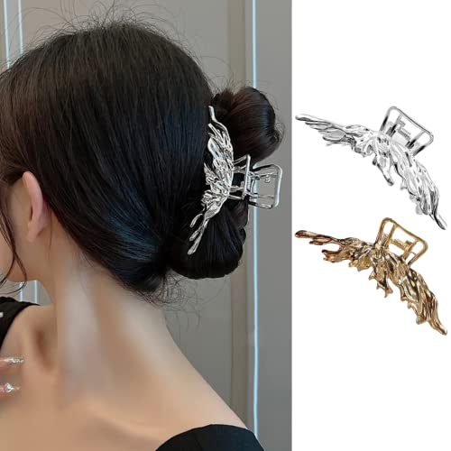 AIUPUOC Large Metal Silver Snake Accessories: Elegant Thick Hair Clips, Barrettes, Banana Hairpins for Women & Girls - 2Pcs