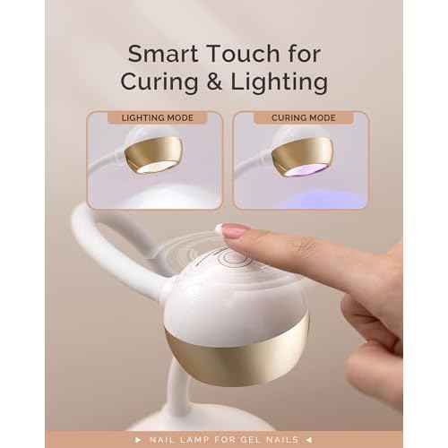 MelodySusie Gooseneck Cordless UV Nail Lamp with Adjustable Light Angle, S-Pro09M 2-In-1 Rechargeable Fast Curing Nail Dryer Cures All Gels, Especially Rhinestone Glue & Liner Gel Polish