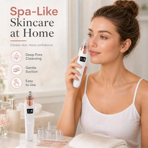 Pore Vacuum Blackhead Remover - 69kPa Suction, 3 Levels, 5 Heads