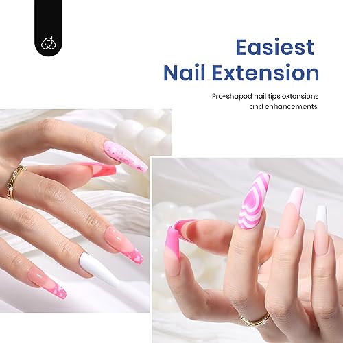 Beetles Gel Nail Kit with 500 Coffin Tips, UV Lamp & 5-in-1 Glue