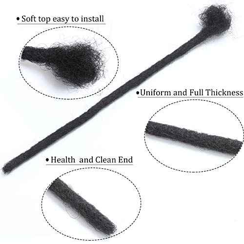Loc Extension Human Hair 0.4cm Thickness 8 Inch 100 Strands Natural Black Full Handmade Permanent Locs Can Be Dyed and Bleached for Women Men Kids Dreadlock Extensions Real Human Hair
