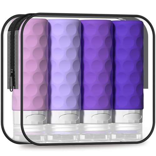 Silevoler TSA Approved Travel Bottles Set - 4 Pack, 3oz Silicone Toiletry Containers with Leak-Proof Design