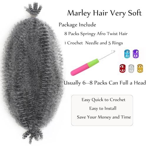 8 Inch Springy Afro Twist Hair Marley Twist Braiding Hair 3 Packs Kinky Twist Hair Short Marley Hair Wrapping Hair for Soft Locs Passion Hair Extensions…