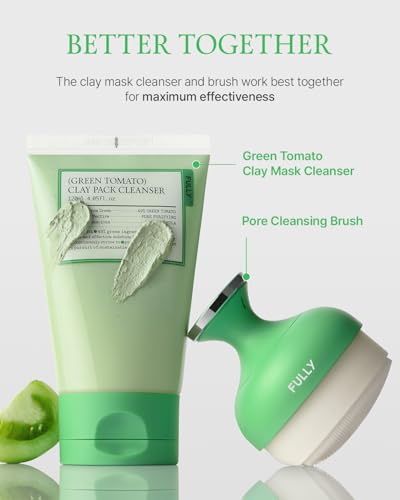 Green Tomato Clay Mask with Brush | Pore Cleanser