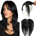 Human Hair Clip-In Bangs Topper with 360° Coverage - 10 Inch