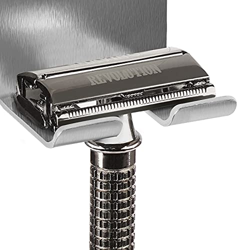 Linkidea 8 Pack Wall Mount Shower Razor Holder Bulk Pack, Wholesale Multi-Pack Self Adhesive Shaver Hooks, Stainless Steel Hanger Compatible with Vikings, Merkur Double Edge Safety Razor(Silver)