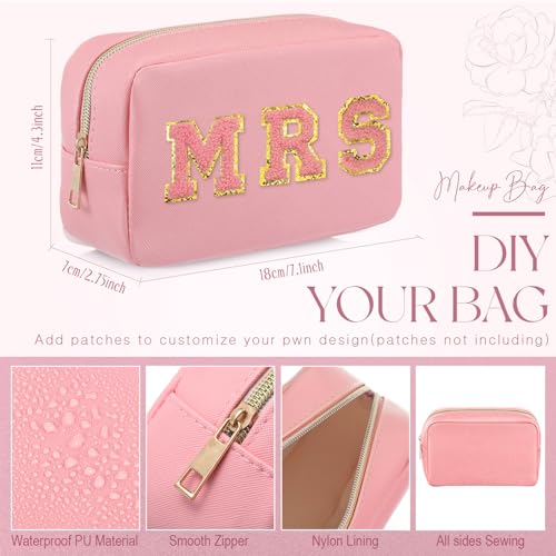 Sweetude 10 Pcs Makeup Bag Bulk Preppy Gift PU Leather Cosmetic Bag Small Skincare Toiletry Pouch with Zipper Valentine Cosmetic Pouch for Women Valentine Wedding Gift Favors(Pink)