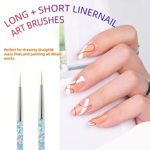 Nail Art Tool Set with 5 Double-Ended Dotting Pens & 5 Nail Liner Brushes