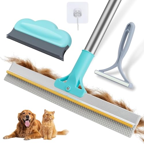 Pet Hair Removal Carpet Rake with Adjustable Handle | 3-Pc Set