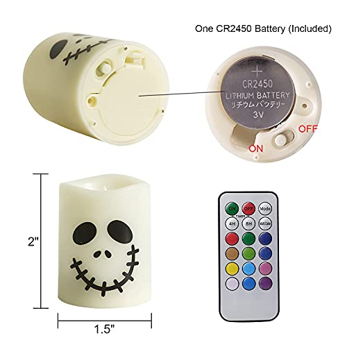 GenSwin Halloween Flameless Votive Candles 6-Piece with Ghost Face Remote Timer (6-Ghost Face)