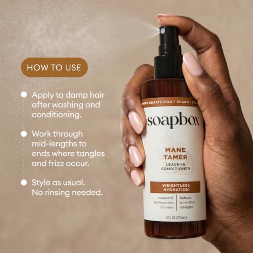 Soapbox Mane Tamer Leave-In Hair Spray - Smoother, Frizz Control, 8 oz
