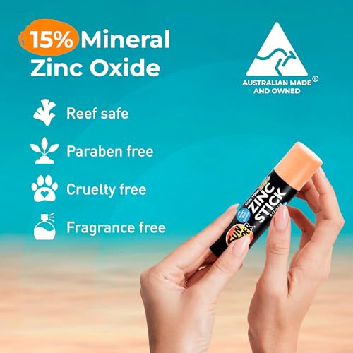 Sun Zapper Zinc Oxide Stick Mineral Sunscreen Light Skin Tone, Bronze, Tan SPF 50+ Water Resistant for Face & Body, Adults, Kids (0.42 Oz, 12g) Broad Spectrum Sun Block, Made in Australia