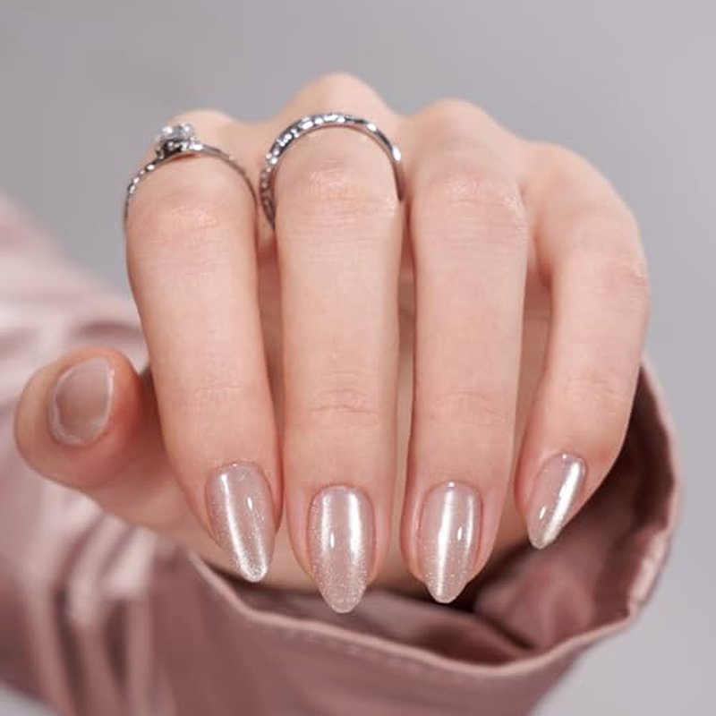BTArtbox Press On Nails Aurora Cat Eye Short Almond 32ct