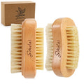 Wooden Nail Brush Set - 2 Natural Bristle Scrub Brushes for Manicure & Pedicure
