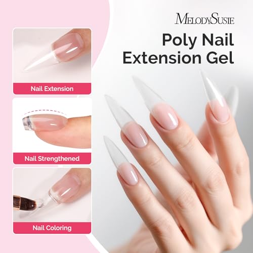 MelodySusie HEMA-Free Poly Nail Extension Gel - Clear Builder Gel, 60g