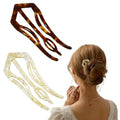 Light 2 Pack French Hair Pins for Women - 4.3 Inch Tortoiseshell & Cream Marble Style, 3 Prong Twist Design for Updos & Buns