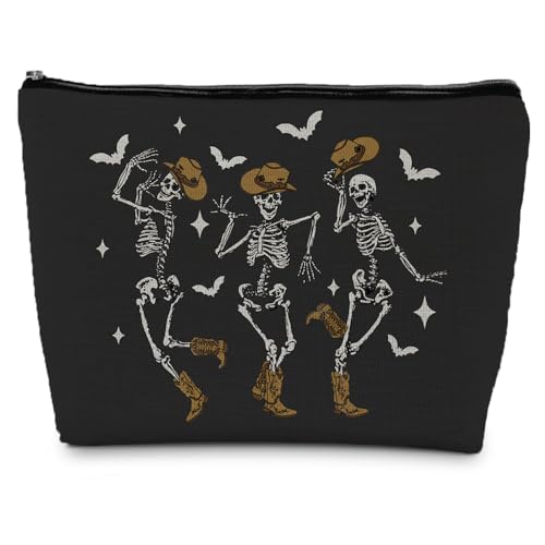 ignytiger Halloween Makeup Bag, Funny Dancing Skeleton Cosmetic Bag, Halloween Gifts for Women, Moon Phase Witchy Makeup Bag, Witchy Gifts, Witch Stuff, Dark Academia Makeup Pouch, Horror Makeup Bag