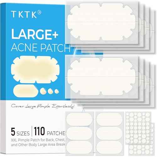 XXL Pimple Patches for Body, Large Hydrocolloid Acne Patches, 5 Sizes Big Hydrocolloid Bandages for Back, Chest, Shoulders Zit Breakouts, Blemish Stickers for Face (Oval, Dot 110 Count)