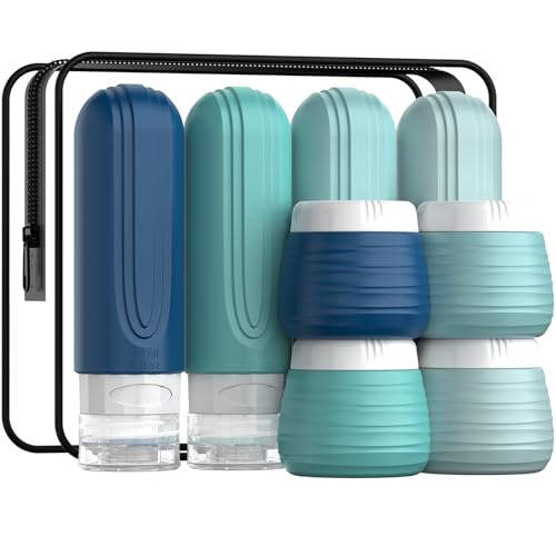 8 Pack TSA Approved Travel Bottles Set - Leak Proof Silicone Containers