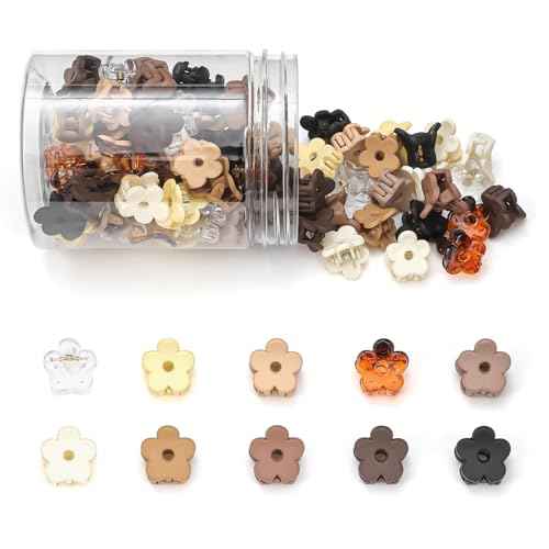 Small Flower Hair Clips 100PCS, Mini Hair Clips Baby Claw Clips Cute Jaw Clips Hair Pins Hair Barrettes Toddler Hair Accessories for Women Girls Kids Teens, Neutral Colors