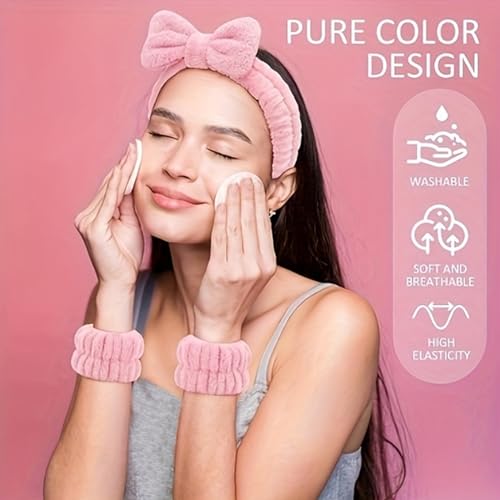 Skincare Face Wash Spa Headband and Wristband Set Makeup Sponge Pieces Powder Puff Face Soft Triangle Makeup Puff Women and Teen Girl Gifts Trendy Stuff