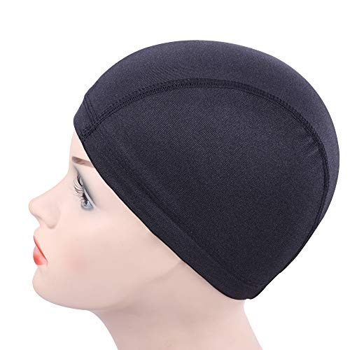 YANTAISIYU 5 PCS/Lot Black Dome Caps Wig Caps for Making Wigs Stretchable Hairnets Wig Cap with Wide Elastic Band (Dome Cap L)