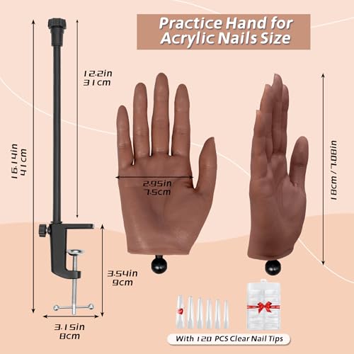 Practice Hand for Acrylic Nails,Professional Mannequin Training Hand with Flexible Fingers for Acrylic Nails,Gel Polish & Nail Art,Complete Practice Kit for Manicure Beginners??