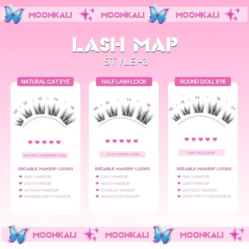 MOONKALI Wispy Lash Clusters 10-16MM CC Curl Manga Eyelash Extensions