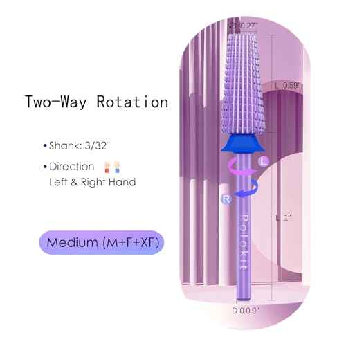 5 in 1 Nail Drill Bit, 3/32'' Professional Carbide Tungsten Drill Bit Nail Tech, Two Way Rotate Cuticle Gel Remover Drill Bit for Manicure Pedicure Acrylic Nail Poshling (Purple, Medium-M)