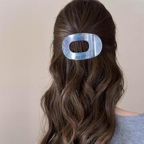 Flat Round Hair Claw Clip Strong Grip Hair Clip Elegant Jaw Hair Accessories for Women Girls Thick Hair, Black&White