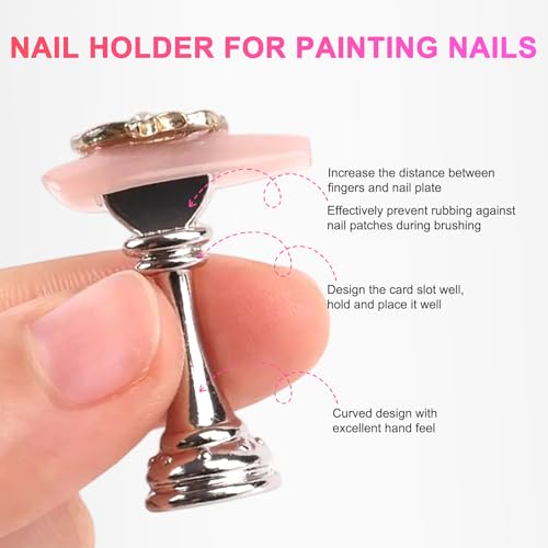 ANGNYA Nail Stand for Press Ons, Fake Nail Holder for Painting Nails, Super Magnetic Base for Painting Display Holder with Reusable Adhesive Putty for Home DIY Salon Supplies