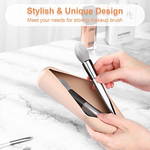 FERYES Travel Makeup Sponge Brush Holder, Soft Silicone Beauty Make Up Brush Blender Case Organizer for Travel