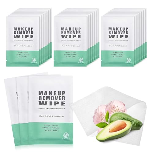 500 pcs Makeup Remover Wipes Individually Wrapped Makeup Wipes Bulk Face Cleansing Wipes, Individual Wet Wipes, Travel Towelette Makeup Remover Cloth for Face Cleansing Skin Care Remove Makeup