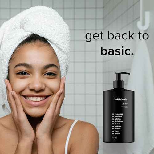 Boldly Basic Fragrance Free Lotion - Moisturizer for Dry and Sensitive Skin - Non Greasy - Unscented - Dermatologist Tested - No Sulfates, Parabens or Gluten - Hypoallergenic & Moisturizing