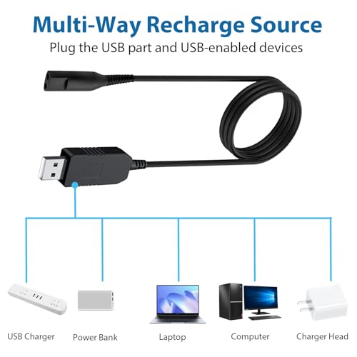 Vancle 12V Shaver Charger Cable for Braun Shaver Series 9 8 7 6 5 3 1, for Braun Razor 3040s 340s 310S 9385cc 370 720 760cc 790cc 720s-4 7865cc 9090cc 9290cc 9330s 5018s 7020s 9095cc 390cc