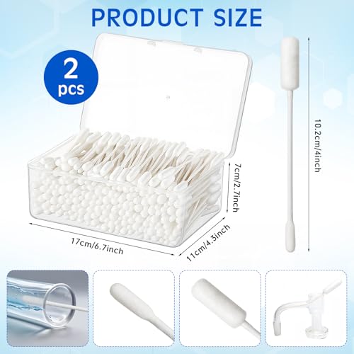 Lounsweer 400pcs Long Cotton Swabs with Storage Case - Double-Ended, 4 Inches, Model 2