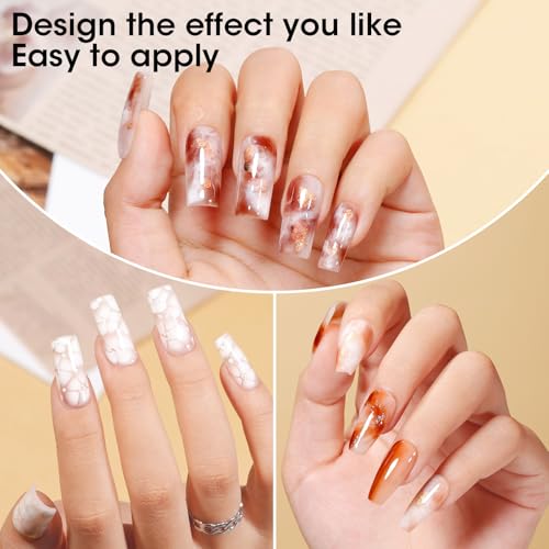 GELLEN 2pcs 18ml Blooming Gel for Nail, Clear Blooming Gel Nail Polish for Nail Art, Easy to Design Marble Watercolor Gradient For Nails, Cure with UV Led Lamp, Non-toxic Long Wear Fade-Resistant