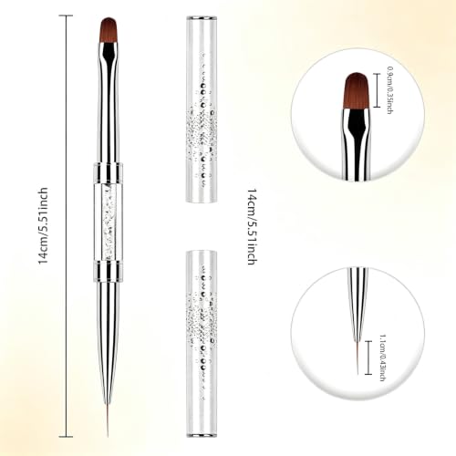 Starfa Dual-Ended Builder Gel Brush & 11mm Nail Art Liner Brush