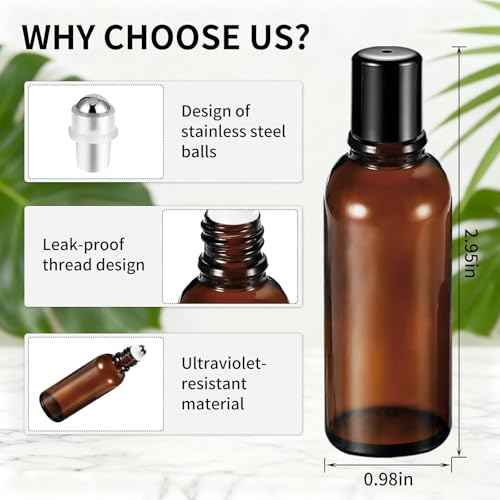 10ML Roller Bottles for Essential Oil, 4 Pack Empty Amber Glass Roller Bottle for Perfume Oil, Roll on Bottles with Stainless Steel Roller Balls, Opener, Funnel and Dropper for Aromatherapy, Massage