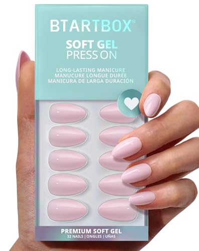 BTArtbox Press On Nails Short Almond Hot Pink 32ct