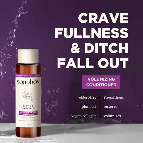 Soapbox Biotin & Superfruit Shampoo & Conditioner Set with Vegan Collagen, Aloe and Shea Butter, Pack of 2 Harsh Sulfate Free, Paraben & Silicone Free, 16 Ounces Each